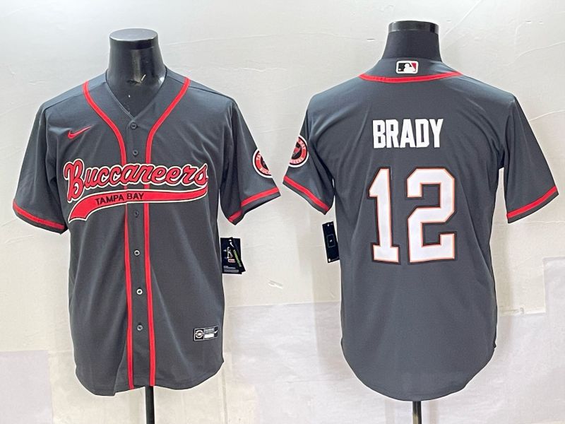 Men 2025 Tampa Bay Buccaneers 12 Brady Grey Joint Name Nike Limited NFL Jersey style 01